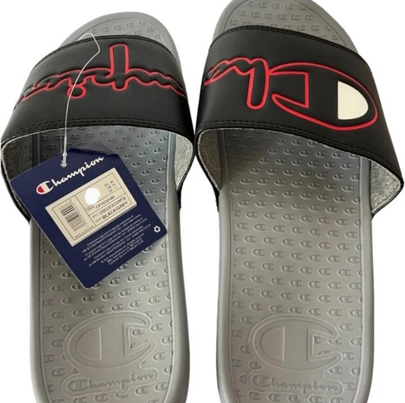 Mens Champion Slides Size 13 NEW Black Grey NWT - Picture 5 of 5